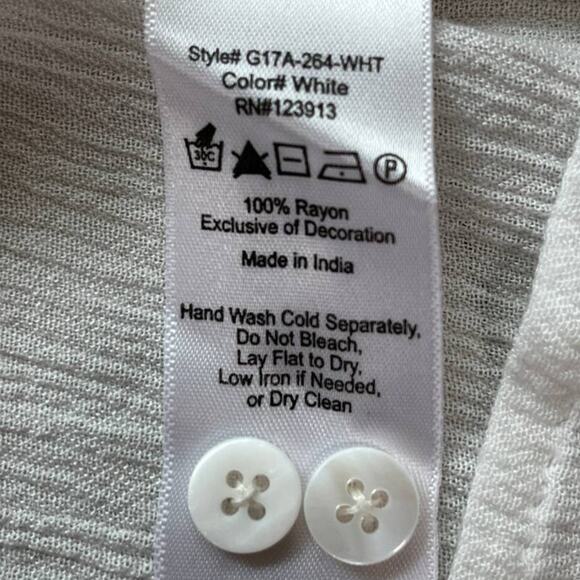 JACHS GIRLFRIEND White Peasant Blue Embroider Bodice V-neck Long Sleeve Top XS - Picture 13 of 13